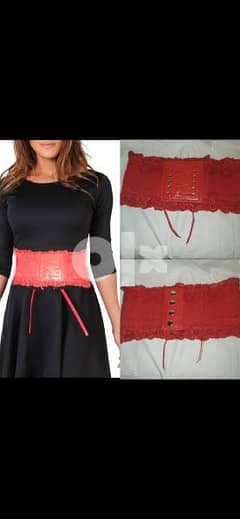 belt elastique corsset belt red with lace