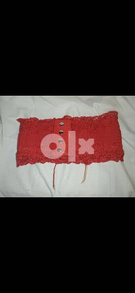 belt elastique corsset belt red with lace 2