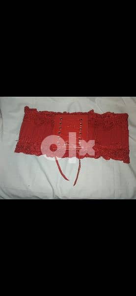 belt elastique corsset belt red with lace 5