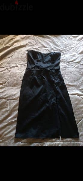 dress black satin dress strapless s to xL 4