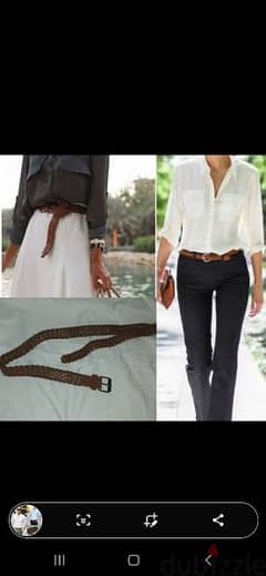 belt braided real leather belt brown 0