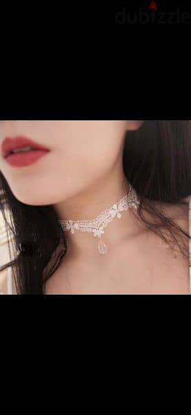 necklace choker white lace 1