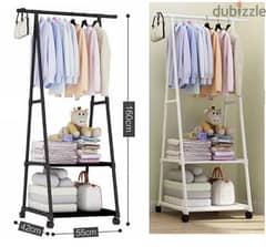 Hanging Clothes Rack With Wheels Floor Standing 160x55x42cm