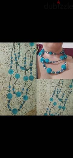 necklace velvet & pearl beads necklace blue 0