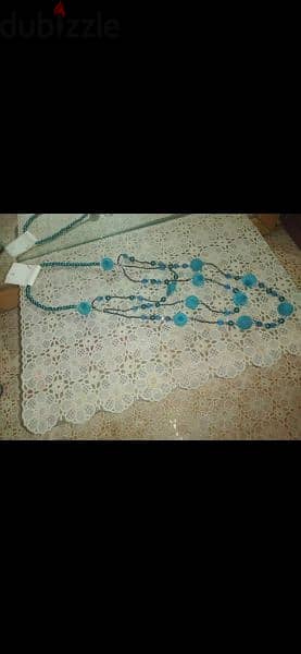 necklace velvet & pearl beads necklace blue 3