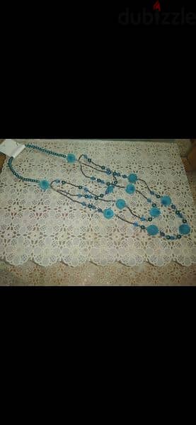 necklace velvet & pearl beads necklace blue 4