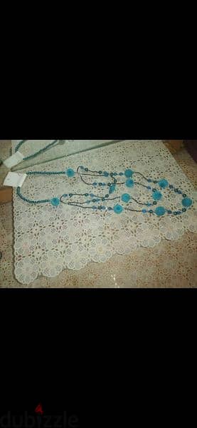 necklace velvet & pearl beads necklace blue 5