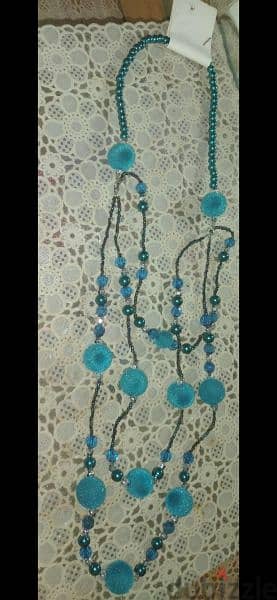 necklace velvet & pearl beads necklace blue 6
