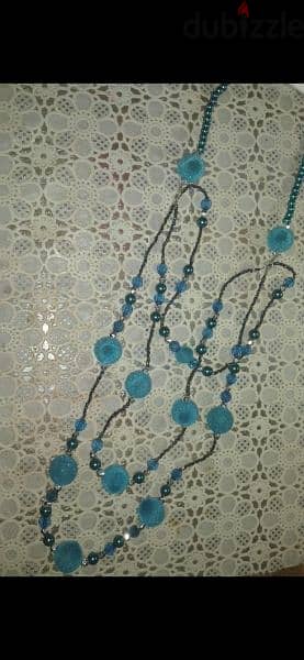necklace velvet & pearl beads necklace blue 9