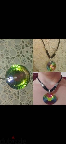 necklace big stone rainbow matching ring 1=7$ or 3=15$