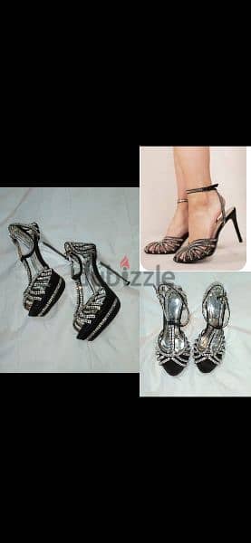 sandals black with strass 39/40 worn twice