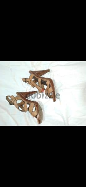 sandals 2 models real leather wood heels 39/40 used once each 3