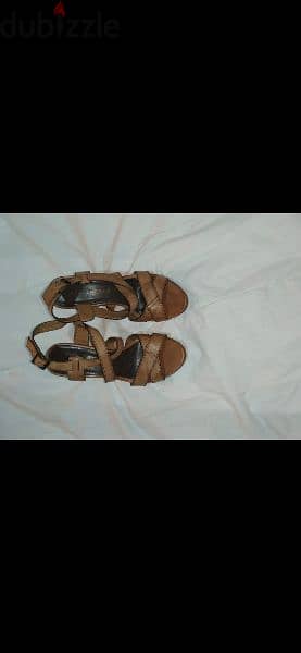 sandals 2 models real leather wood heels 39/40 used once each 4