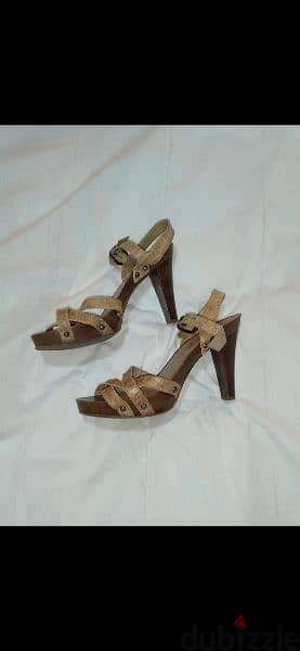 sandals 2 models real leather wood heels 39/40 used once each 8