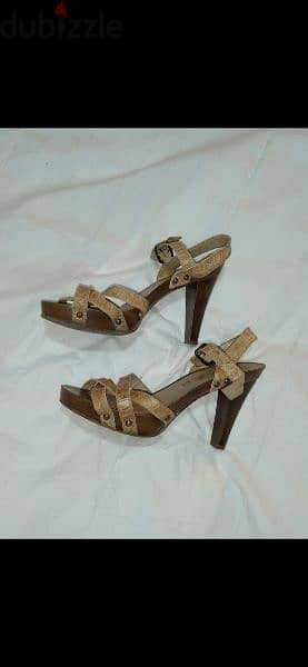 sandals 2 models real leather wood heels 39/40 used once each 9