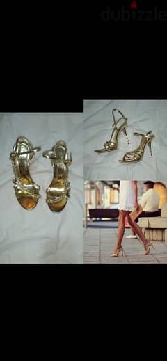 gold sandals with strass 38/39 worn one time