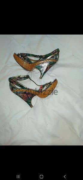 shoes snake skin real size 6 wood heel worn once 1