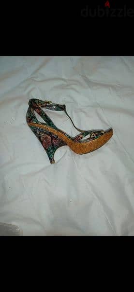 shoes snake skin real size 6 wood heel worn once 6