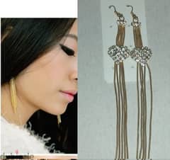 earrings long tassel in gold tone available matching pendant