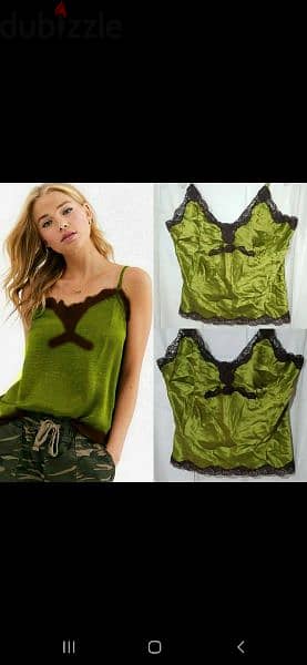 top satin green and brown top s to xxL 1=7$ or 3=15$