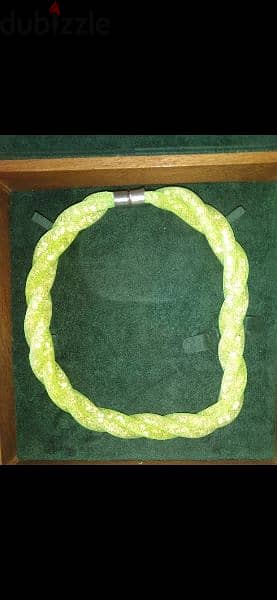 strass braided necklace neon green 1