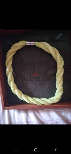 strass braided necklace neon green 3