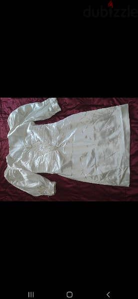 vintage satin dress white embroided pearl fits m l 8