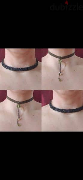 necklace choker black sequined or green army  1=7$ or 3=15$