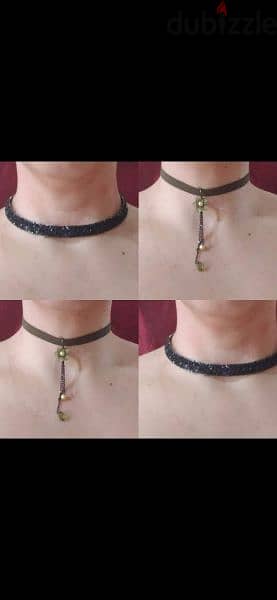 necklace choker black 2=10$ sequined or green army 0