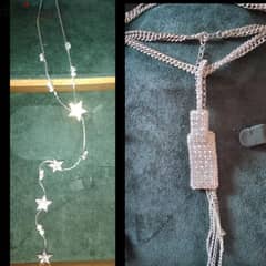 necklace only silver tone with strass