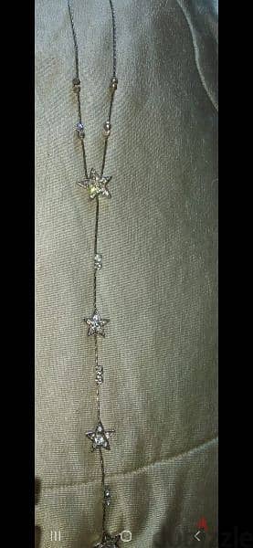necklace only silver tone with strass 1