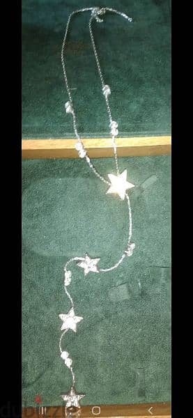 necklace only silver tone with strass 3