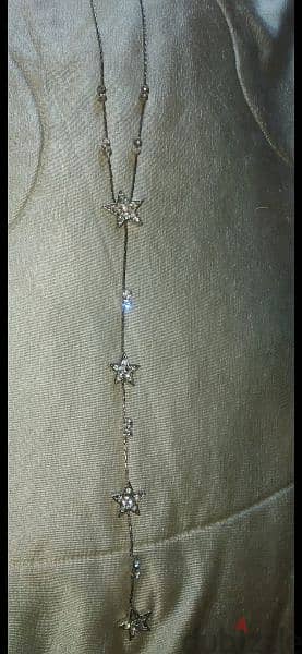 necklace only silver tone with strass 5