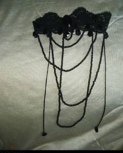 necklace vintage lace and pearl necklace black