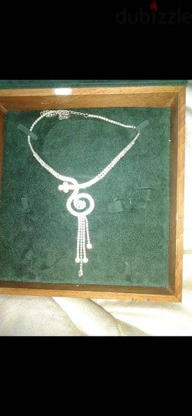 necklace full strass silver tone 9