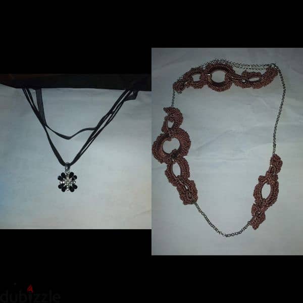 necklace vintage necklaces crochet or black stripes 2= 12$ 1