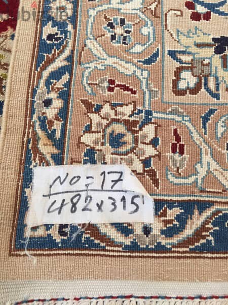 سجاد عجمي . نايين وردة حرير482/315. Persian Carpet. Tapis. Hand made 14