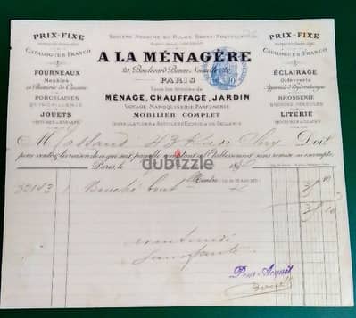 1894 France A La Menagere Paris old document