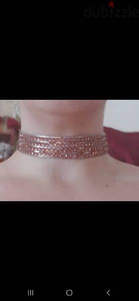 necklace strass choker leather 2=10$ red. white silver brown 8