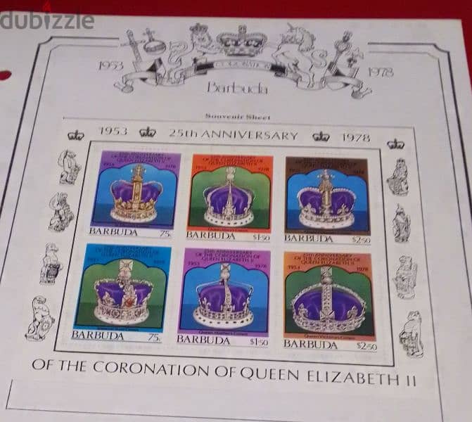 GB Queen Elizabeth II souvenir stamps Block Barbuda Lot# GB-21 0