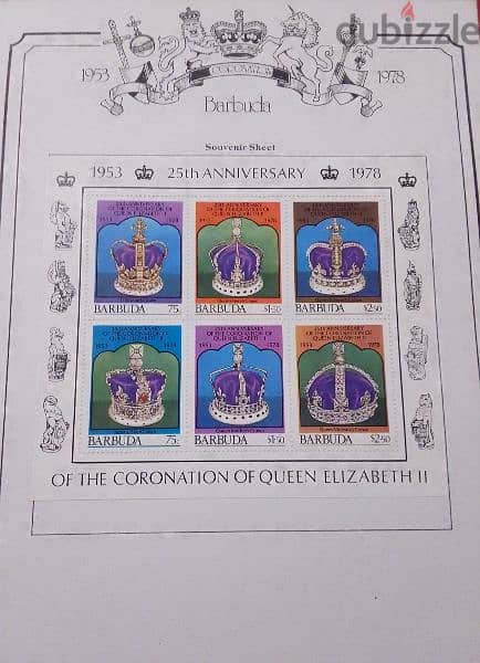 GB Queen Elizabeth II souvenir stamps Block Barbuda Lot# GB-21 1