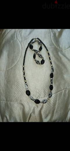 necklace black and white zebra beads necklace+2 bracelets 0