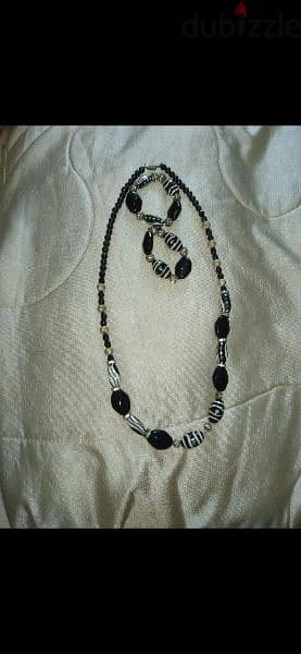 necklace black and white zebra beads necklace+2 bracelets 0