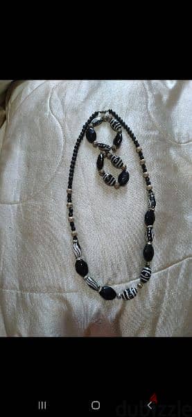 necklace black and white zebra beads necklace+2 bracelets 2