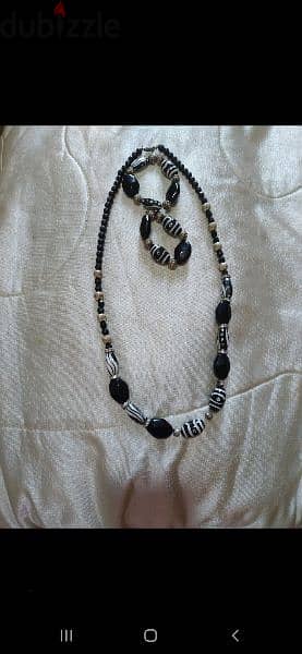 necklace black and white zebra beads necklace+2 bracelets 3
