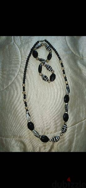 necklace black and white zebra beads necklace+2 bracelets 4