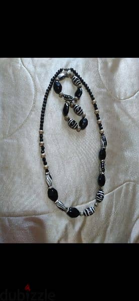 necklace black and white zebra beads necklace+2 bracelets 5