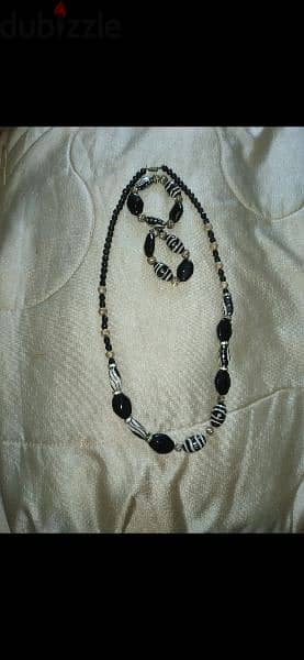 necklace black and white zebra beads necklace+2 bracelets 6