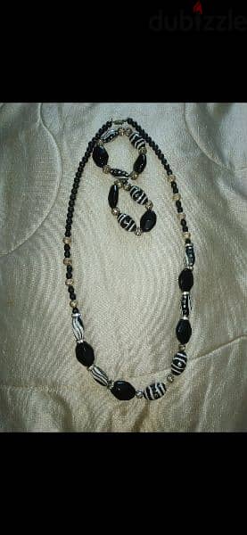 necklace black and white zebra beads necklace+2 bracelets 7