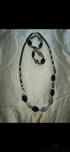 necklace black and white zebra beads necklace+2 bracelets 8